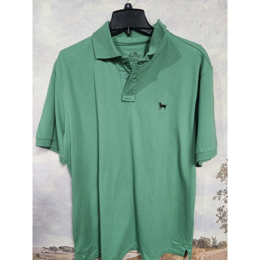 The Black Dog Polo Shirt Mens XL  Green Pique Embroidered Dog Logo - Picture 2 of 10